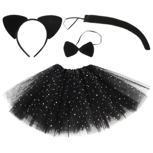 1 Set Accessori Cosplay Halloween Gatto Vestire Fascia Coda Kit Costume Gatto - Foto 1 di 12