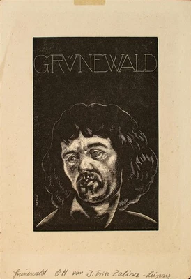 Fritz Zalisz Matthias Grünewald Porträt Leipziger Expressionismus Holzschnitt - Bild 1 von 2