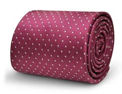 Corbata de diseñador Frederick Thomas para hombre - rosa oscuro - punto alfiler lunares boda Foto 1 de 2