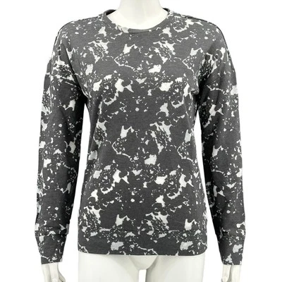 Sudadera Fabletics Mujer XS Gris Floral Burnout Terry Francés Athleisure Lounge Foto 1 de 4