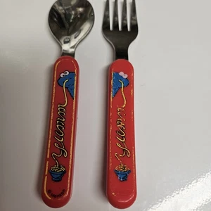 Very Vintage Cookie Monster Kids Childs Silverware Set Fork Spoon The First Year - Picture 1 of 5