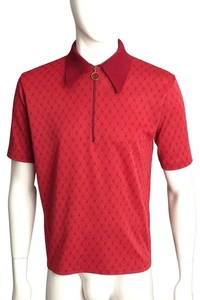1970s Red S/S Knit Polo, Size Large - Picture 1 of 5
