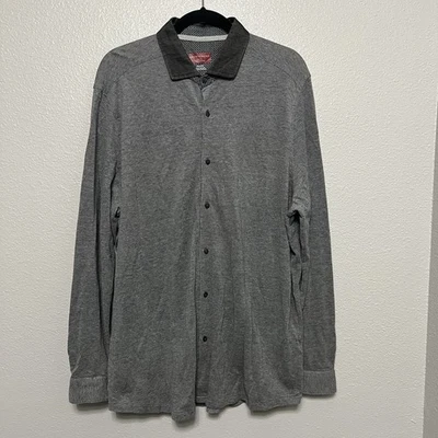 Saks Fifth Avenue Trim Fit Charcoal Gray Men's 2XL Long Sleeve Cotton Shirt - Image 1 of 4