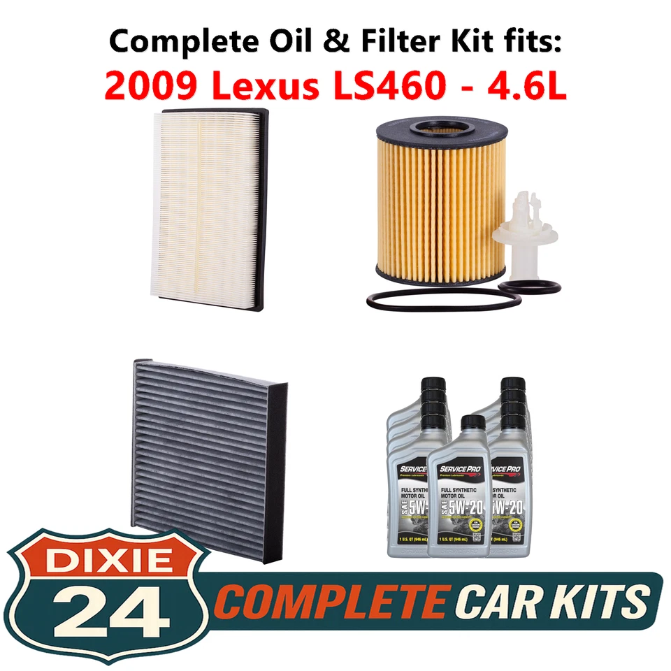 Fits: 2009 Lexus LS460 4.6L Complete Oil, Air & Cabin Filter Kit (5W-20) Foto 1 de 4