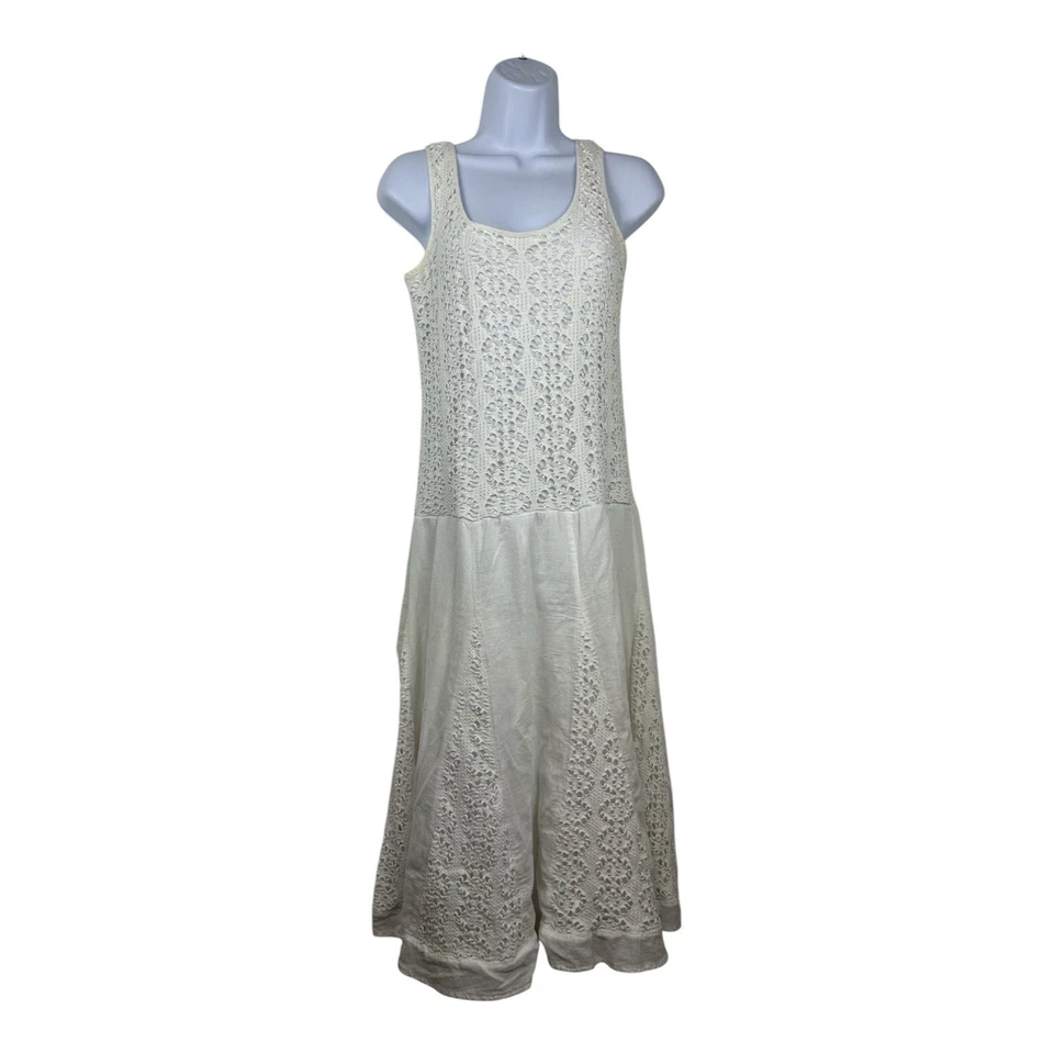 Womens Crochet Lace Maxi Dress Size S Boho Hippie Cottagecore Fairy Beachy Lined - Image 1 of 4