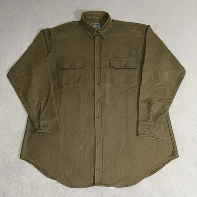 Woolrich Army Green Thick Flannel Shirt XL Heavyweight Outdoors Hunting USA Made - Image 1 of 4