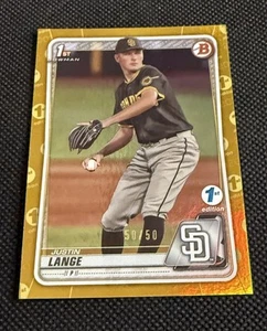 Bowman Draft Justin Lange Gold Foil 2020 primera edición 1st Bowman BD-99 Padres/50 - Imagen 1 de 3