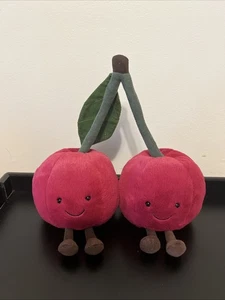 Jellycat London Amuseable Cherry Duo raro e ritirato con gambe marroni 10" - Foto 1 di 6