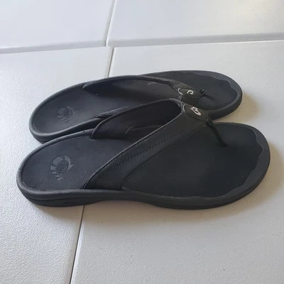 OluKai Ohana Shoes Womens Size 7 Black Sandals Flip Flops Synthetic 20110-4040 - Image 1 of 4