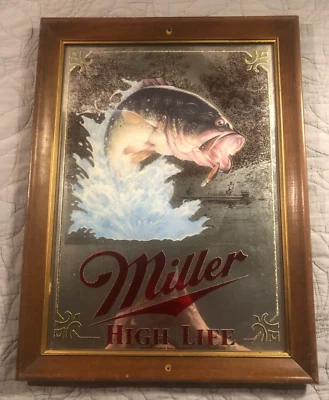 Vintage RARE Miller High Life Bass Mirror First Edition Sportsmen’s Series - Image 1 of 4