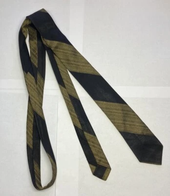Gravata skinny listrada preta e amarela masculina vintage dos anos 1960, 55,5” - Imagem 1 de 2