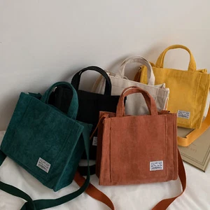 Corduroy Casual Women's Tote Shoulder Bag Retro Art Canvas Crossbody Bag Handbag - Picture 1 of 18