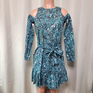 Michael Kors Cold Shoulder Dress Women's Size XS Paisley Print Midnight Blue NWT - Picture 1 of 11