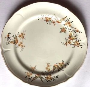 Antique   Vintage Chinese Plate,   9" diameter.  Robins in  blossoms - Picture 1 of 5