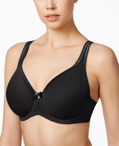 WACOAL 853186 Retro Chic Seamless Contour Bra Lace Trim 40G Black Underwire * - Picture 1 of 6