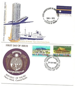 NAURU: 2 official FDC / 5th.Year Independence 1973 / Pac. Conf. 1975 - Picture 1 of 1