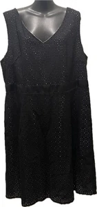 Estelle Size 18 Dress Black with White Lining Knee Length Sleeveless Cotton - Picture 1 of 12