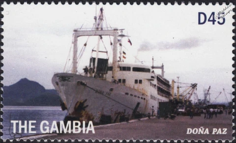 MV Doña Paz (DONA PAZ) Philippine Passenger Ferry Ship Stamp (2016 Gambia) Cover