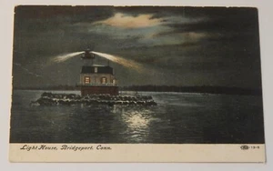 Penfield Reef Lighthouse at Night Bridgeport CT postal de colección - Imagen 1 de 2