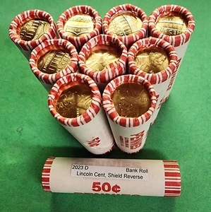 2023 D LINCOLN CENT Bank Rolls(10) 500 Coins - Foto 1 di 2