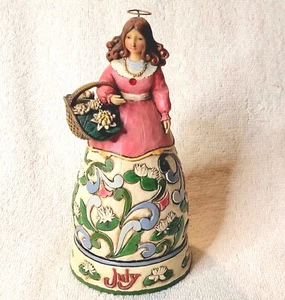 Jim Shore July Angel Birthday Girl Ruby Stone Figure Water Lily Missing Wings - Picture 1 of 9