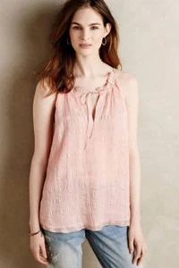 Anthropologie Tank 12 HD PARIS Neckholder SHADOW PANE strukturierte Seide Krawatte-Top Neu mit Etikett - Bild 1 von 4