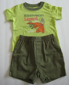 New BABYBOOTS Size 16 Lb / 6 Months Green Short Sleeve Shirt & Shorts - Picture 1 of 1