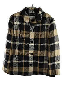 Camicia blazer donna Windsmoor vintage lana bottoni check taglia 16 - Foto 1 di 8