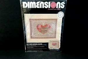 Dimensions 3673 Pizzo Cuore Matrimonio Record Ctd Kit Punto Croce Lino Karen Avery - Foto 1 di 3