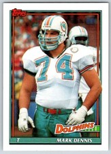 1991 TOPPS MARK DENNIS RC RC MIAMI DOLPHINS #108
