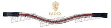 Ridex Designer Red Crystal Horse Leather Five Row Brow Band For Horse.