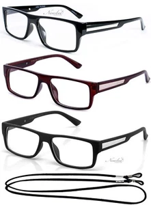 Mens Fashion Rectangular Reading Glasses Retro Readers Metal Plate Modern Style - Picture 1 of 36