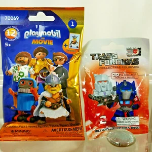 2 Blind Mystery Packs TRANSFORMERS Figurines series 2 & Playmobil The Movie - Picture 1 of 5