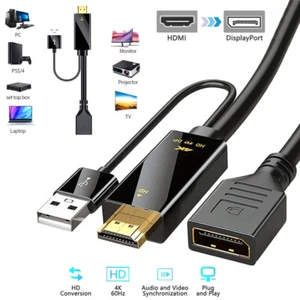 4K HDMI to DP Displayport Active Converter with USB Power for PC Laptop Cable - Picture 1 of 12