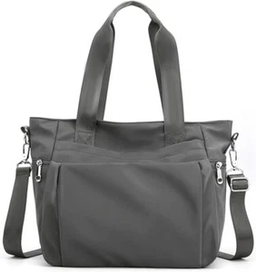 Women Nylon Tote Bag Water resistant Multi-function Shoulder Handbag Grey - Picture 1 of 7