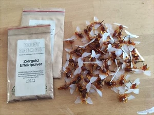 50+ Steck-Bienen für Kerzen-Herstellung plus Effektpulver Ziergold 2 x - Bild 1 von 1