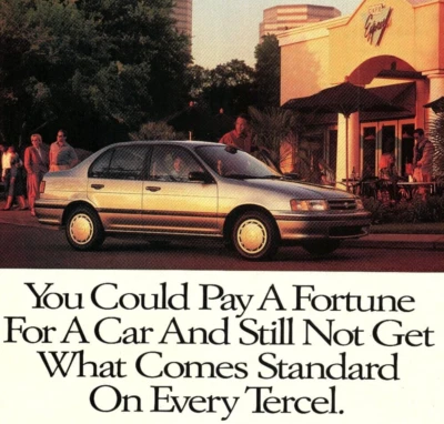1994 TOYOTA TERCEL SEDAN I LOVE WHAT YOU DO FOR ME TOYOTA PRINT AD Z2758 - Image 1 of 3