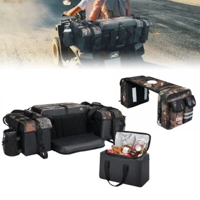 ATV Rear Seat Bag + Tank Saddle Storage Bag w/Cushion Cooler Padded Bottom Bags - Image 1 of 4