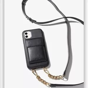 Sonix Crossbody Wallet Case—iPhone 11 & XR—Black Faux Leather w/Detachable Strap - Picture 1 of 9