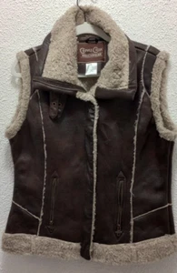 Cripple Creek Ranchwear Vest Size L Faux Leather Faux Fur Full Zip Up Western - Picture 1 of 8