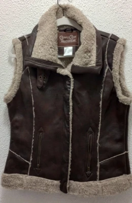 Cripple Creek Ranchwear Vest Size L Faux Leather Faux Fur Full Zip Up Western - Image 1 of 4