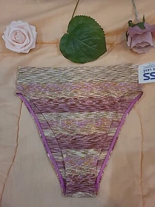 AERIE bunter hoch geschnittener Media Mix Bikini S/5 rosa/elfenbein/rot Höschen neu mit Etikett - Bild 1 von 8