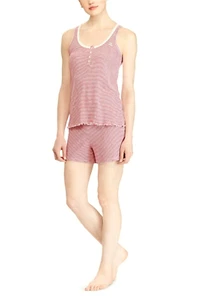 Ralph Lauren Cotton 2 Piece Pajama Top Shorts Set Red White Stripe Size XS - Picture 1 of 1