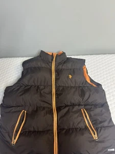US Polo Assn. Vest Men's Large Brown and Orange Sleeveless Puffer Polyester - Picture 1 of 5