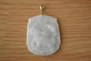 Ciondolo drago tartaruga intagliato giada 90,0 ct oro giallo 10 kt - solo ciondolo - Foto 1 di 6