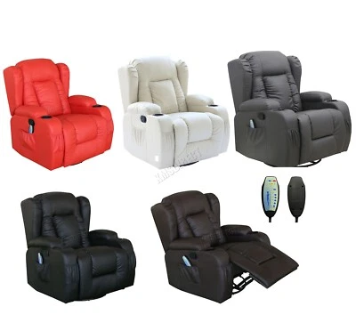 WESTWOOD | Massage Leather Sofa Recliner Armchair | Swivel Heated Chair Gaming