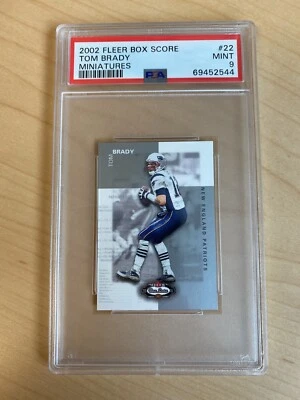 2002 FLEER BOX SCORE MINIATURES #22 TOM BRADY PATRIOTS PSA 9 Patriots- 12 Higher - Image 1 of 2