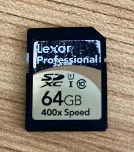 Lexar Professional 400X SPEED SDHC/SDXC UHS-I Memory Card 64GB - Picture 1 of 3