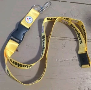 PITTSBURGH STEELERS NFL Lanyard Keychain Detachable NEW Black Gold - Picture 1 of 5