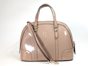 Auth GUCCI Micro GG Guccissima Enamel 2Way Shoulder Hand Bag Baby Pink - Picture 1 of 23